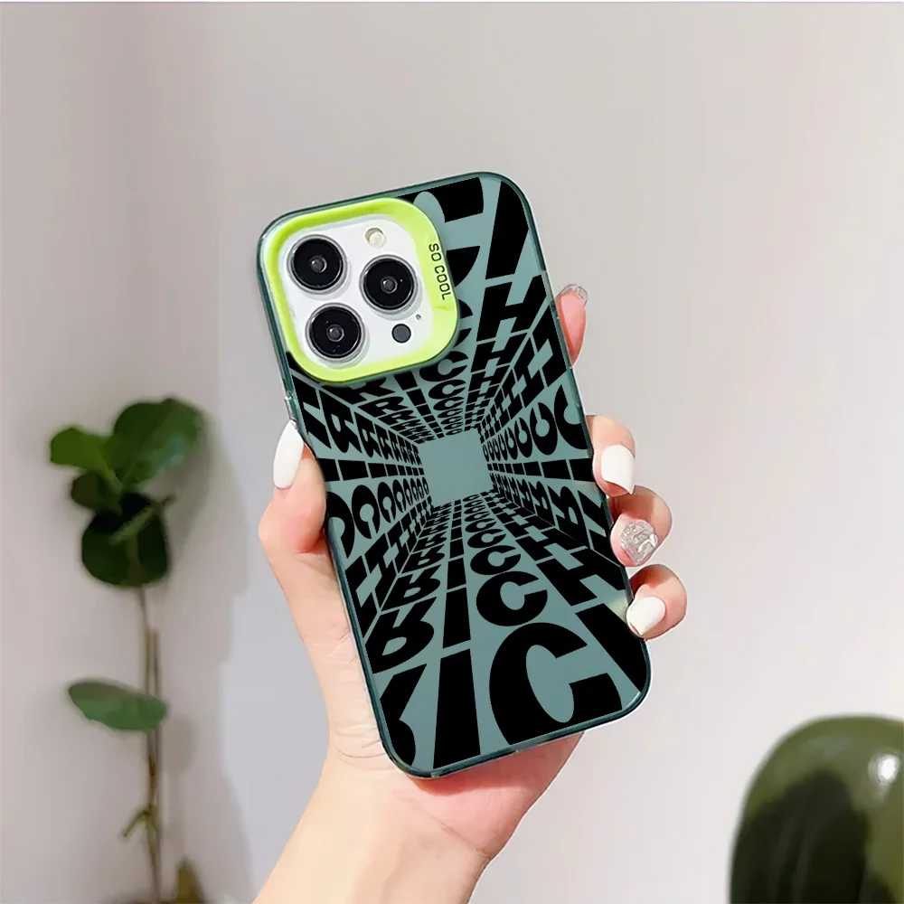 Creatieve Engels Rijke Telefoon Case Voor Iphone11 12 13 14 15 16 Pro Max Plus Fashion Laser Kleurrijke Zilver Imd Cover