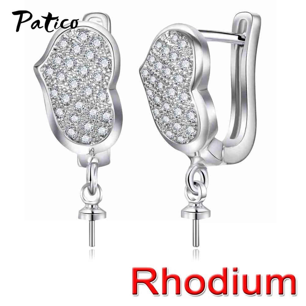 DIY kreative echte 925 Sterling Silber Ohrring Creolen Handwerk Runde Schleifen Frauen Zirkon Ohrringe machen Erkenntnisse