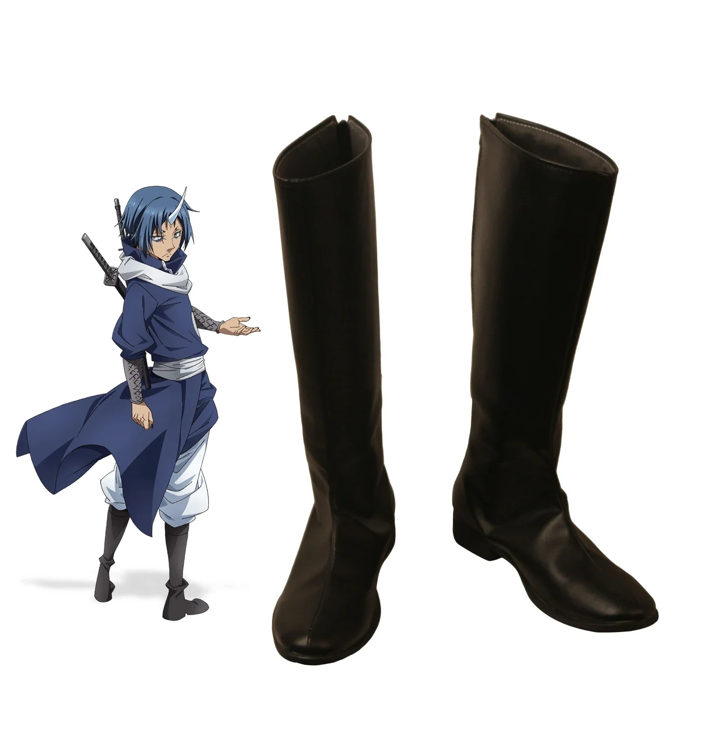 Tensei Shitara Slime Datta Ken Souei Cosplay Boots Black Shoes Custom Made for Boys and Girls