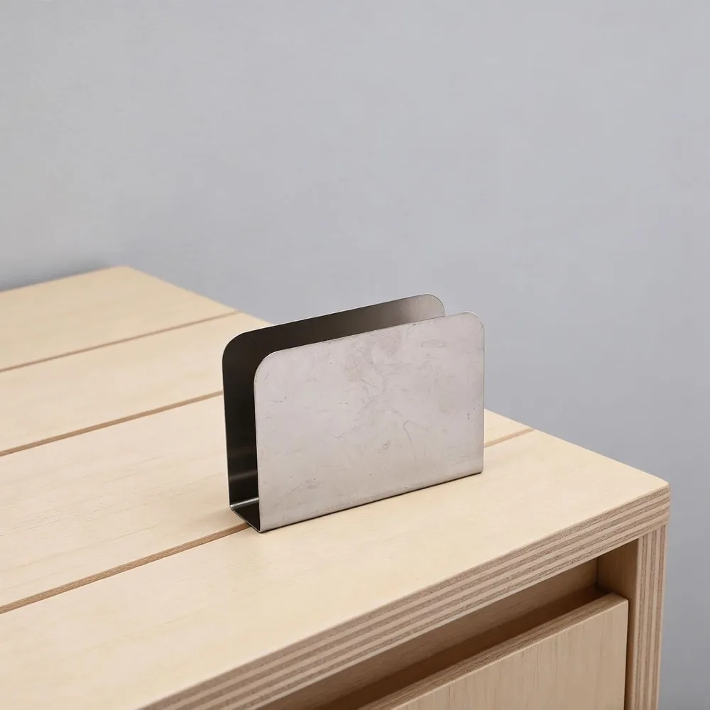 Rustless Steel Napkin Holder Square Smooth Finished Napkin Organizer Sturdy Stable Flat Base Standing Dispenser Dining Table