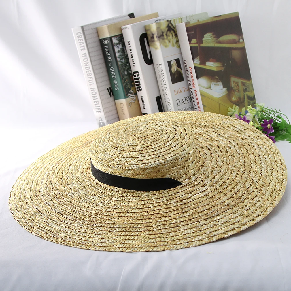 2022 Womens Summer Hats New Large Brim STRAW HAT Summer Hats For Women Beach Cap Flat Top Sun Hat Straw SUMMER HAT For Women