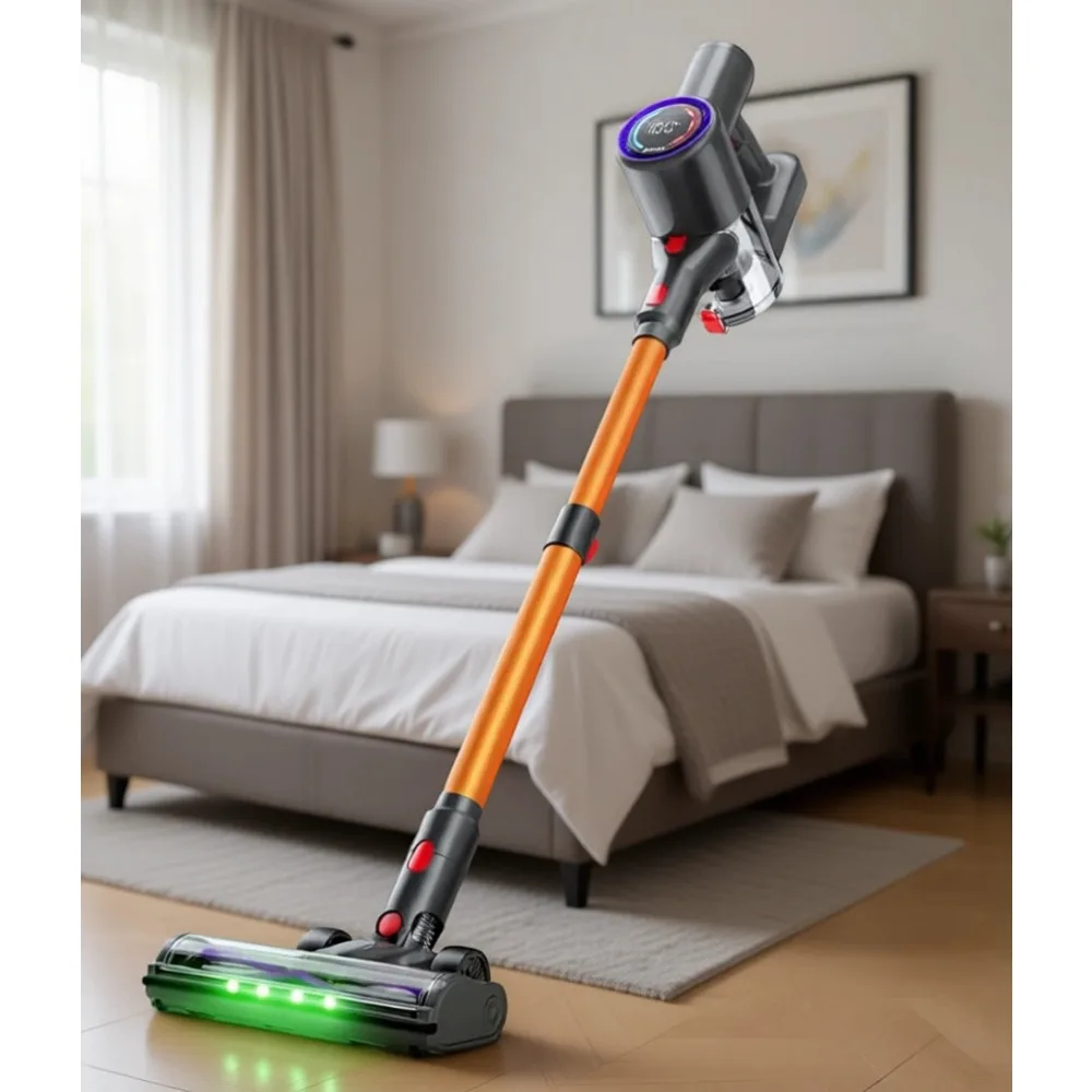 

Мощный беспроводной пылесос 500 Вт, 45 кПа, 40 минут работы, LED-дисплей, HEPA-фильтрация для твердых полов, ковров и шерсти животных