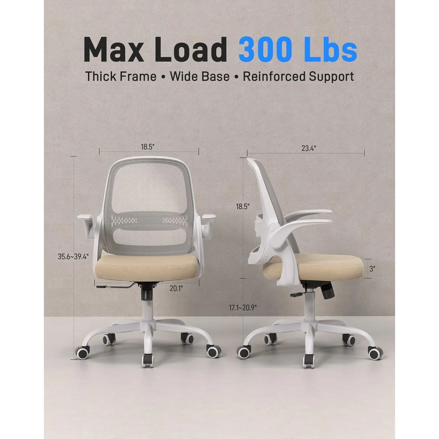 كرسي مكتب شبكي مريح، أذرع قابلة للطي، مسند ظهر شبكي مسامي ووسادة مقعد سميكة، دوارة وتدحرج #2