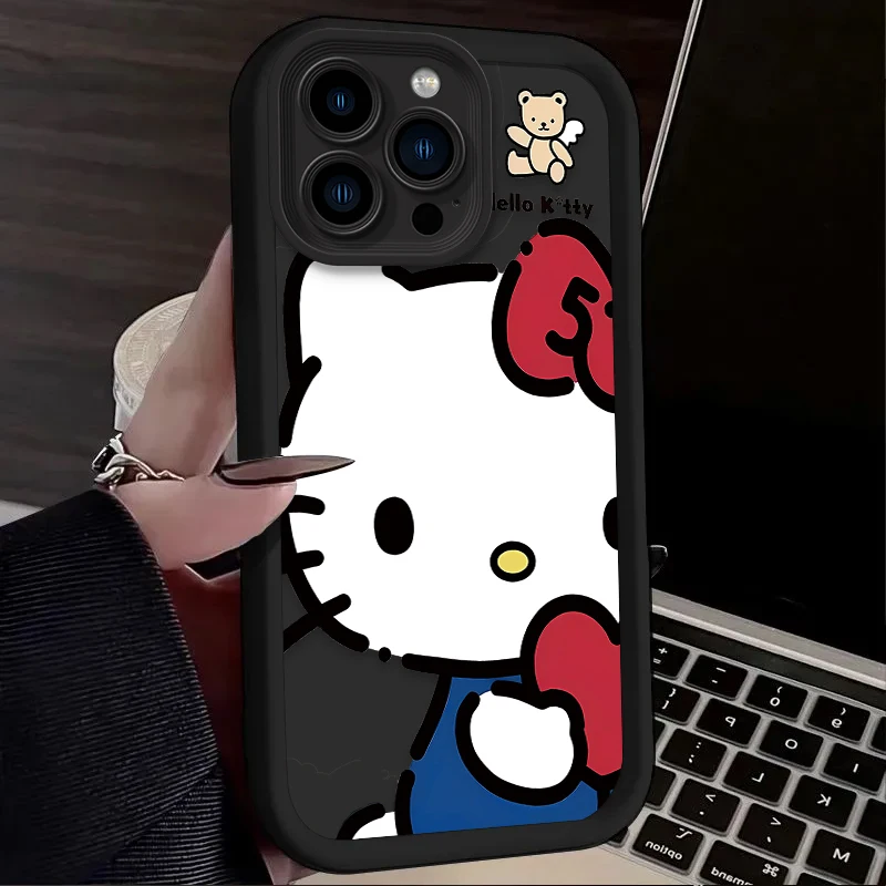 لطيف الكرتون مرحبا كيتي قضية الهاتف آيفون 17 الهواء 16 16E 15 14 13 12 11 برو ماكس X XS X S ماكس XR SE 2020 SE4 7 8 غطاء ناعم