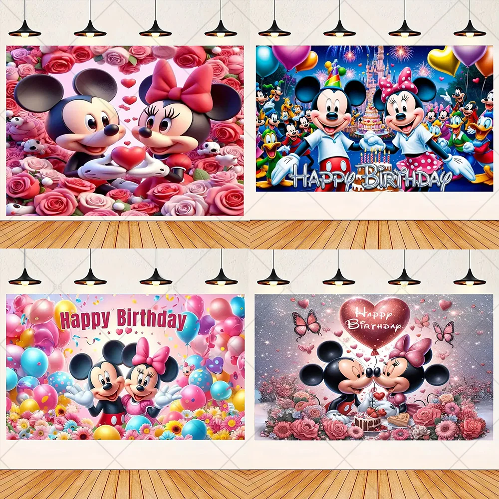 

Sweet Mickey Minnie Disney Children Birthday Party Decoration Photography Background Baby Shower Supplies Backdrop Banner Gifts