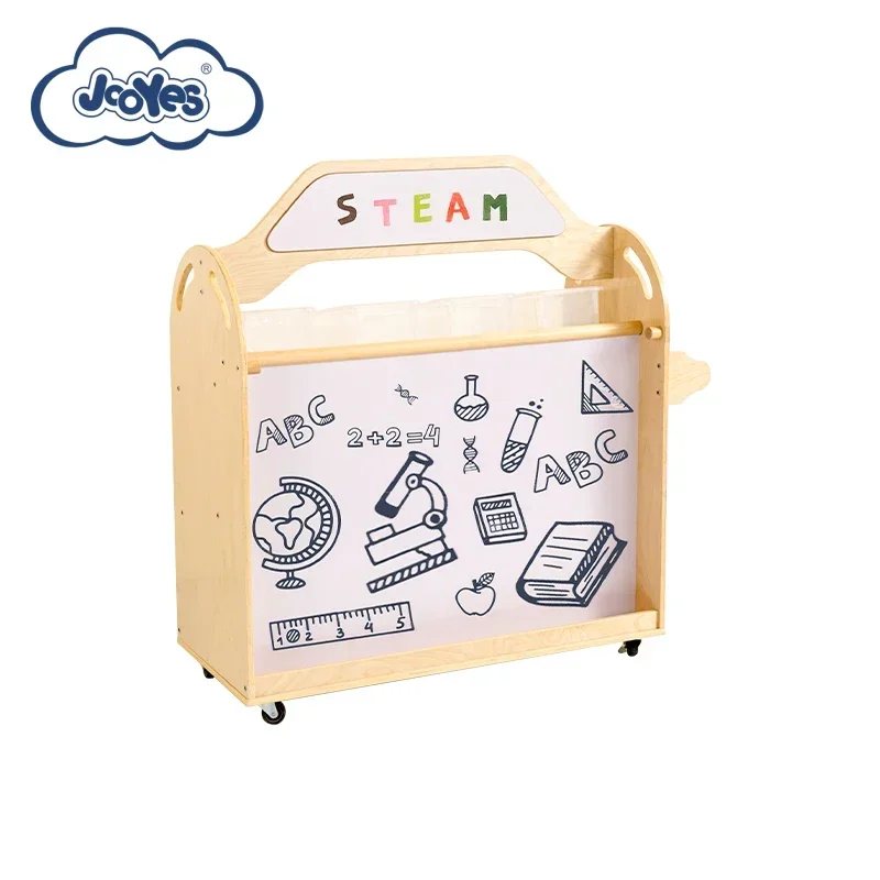 Hot selling preschool furniture steam moving cabinet kindergarten movable material cabinet