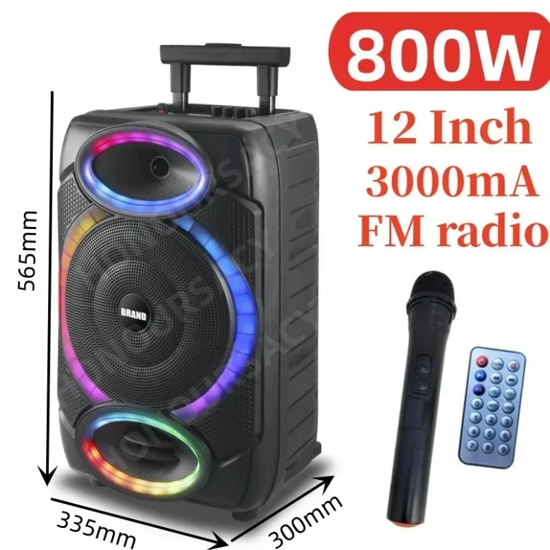 BoomBox-Subwoofer de graves de alta potencia con micrófono inalámbrico, Altavoz Bluetooth portátil, sistema de sonido de Karaoke al aire libre, 800W, TWS, RGB