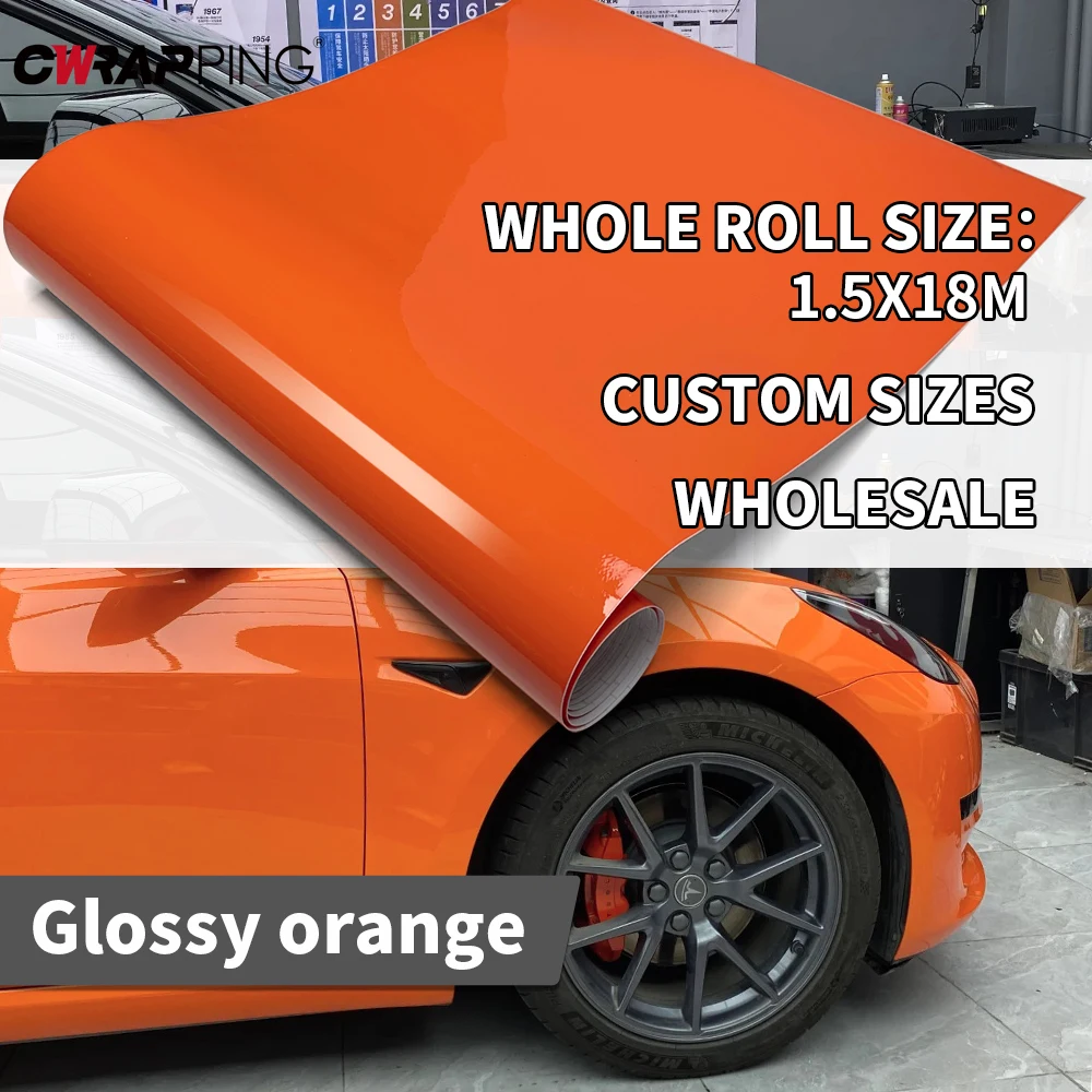 

Car Decorating Orange Color Vinyls Custom Stickers Film Wrapping Foil Body Covering Car Sticker Vinyl Wrap Exterior Adhesive