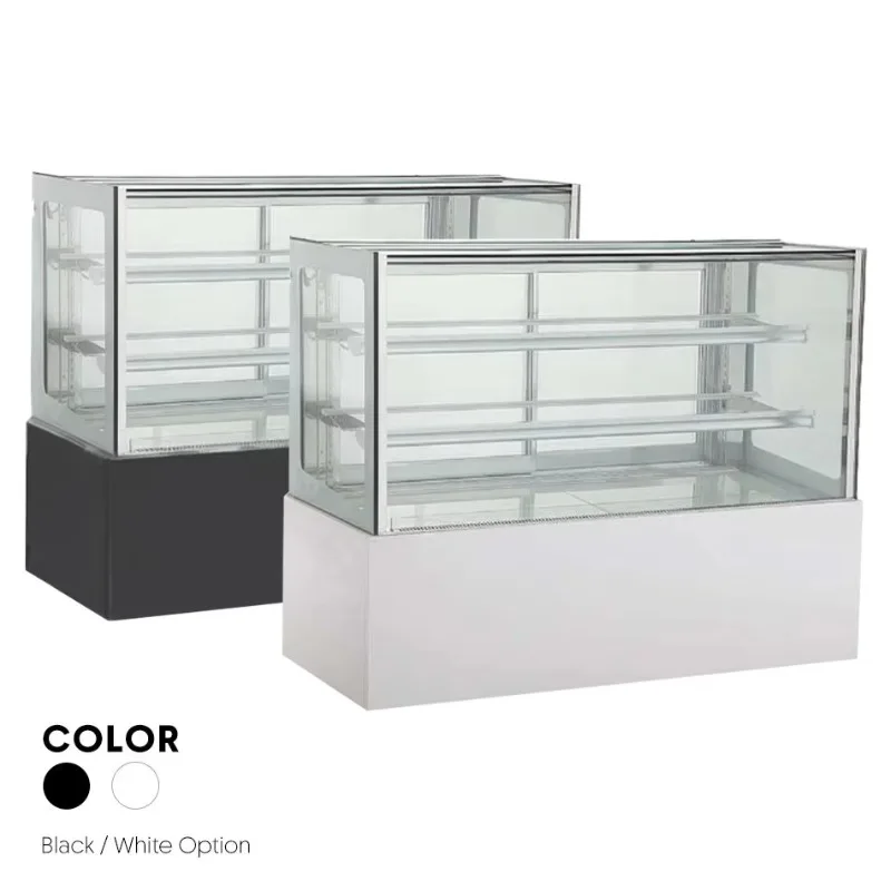 Lemari Pendingin Showcase Kue Komersial 1.2m dengan Lampu LED dan Kaca Persegi untuk Display Toko Roti