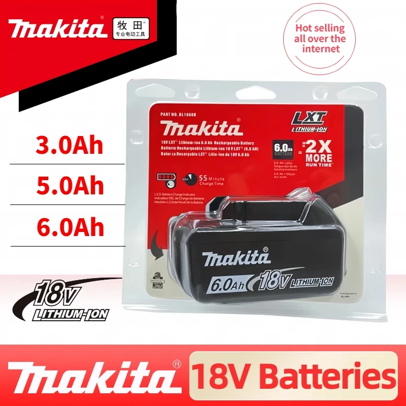 

Original Makita 6Ah/5Ah/3Ah/2Ah for Makita 18V Battery BL1830B BL1850B BL1850 BL1840 BL1860 BL1815 Replacement Lithium Battery