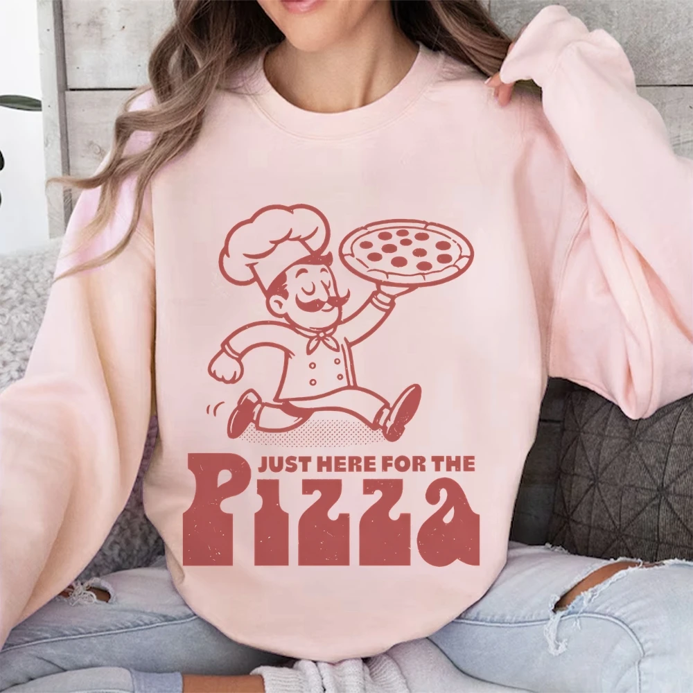 Camisola de pizza feminina, t-shirt para amantes, blusa preguiça, casual, roupa para entusiastas das fatias, camisola de verão, aqui para a pizza