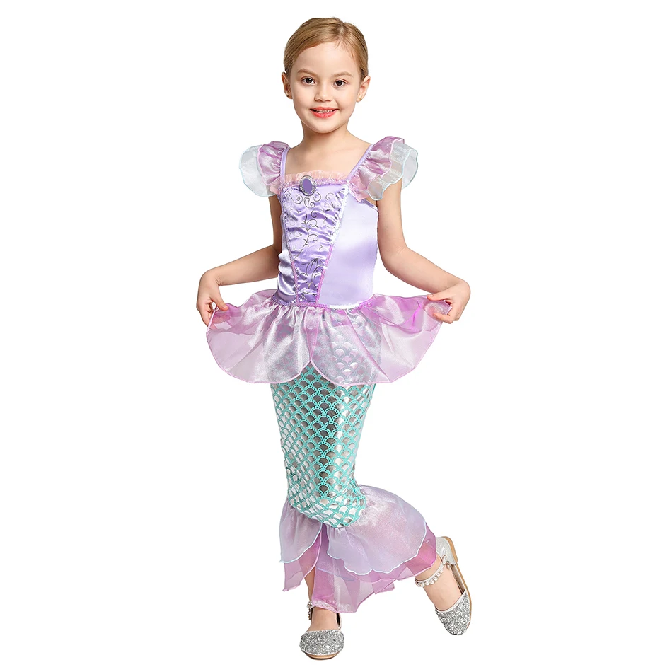 Muababy Ariel Princess The Little Mermaid Kids Halloween Cosplay Costume Children Carnival Party