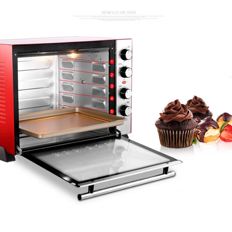 Household Mechanical Electric Oven Temperature Control Electric Oven Stainless Steel Black Crystal Panel 60L Electric Oven ﻿