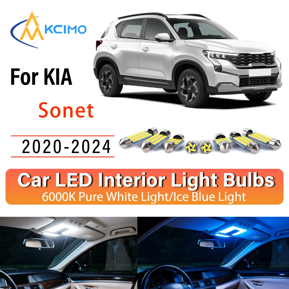 For KIA Sonet 2020-2024 Wire-Free Steady Illuminating LED Car Interior Bulb Refit Pack Direct Fit Overhead Reading Cargo