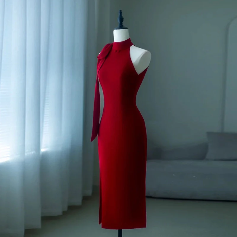 

Redeveloped Engagement Wedding Dr Vintage Sle mid Waist Zipper Fi Tail Midi Dr for Young Women 8-25