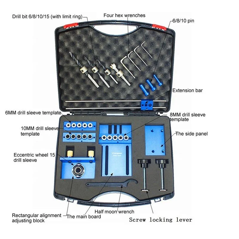 one set 08400  Punch Locator Woodworking Hole Saw Woodworking Tools Log Tenon Hole Punch Combo Triple