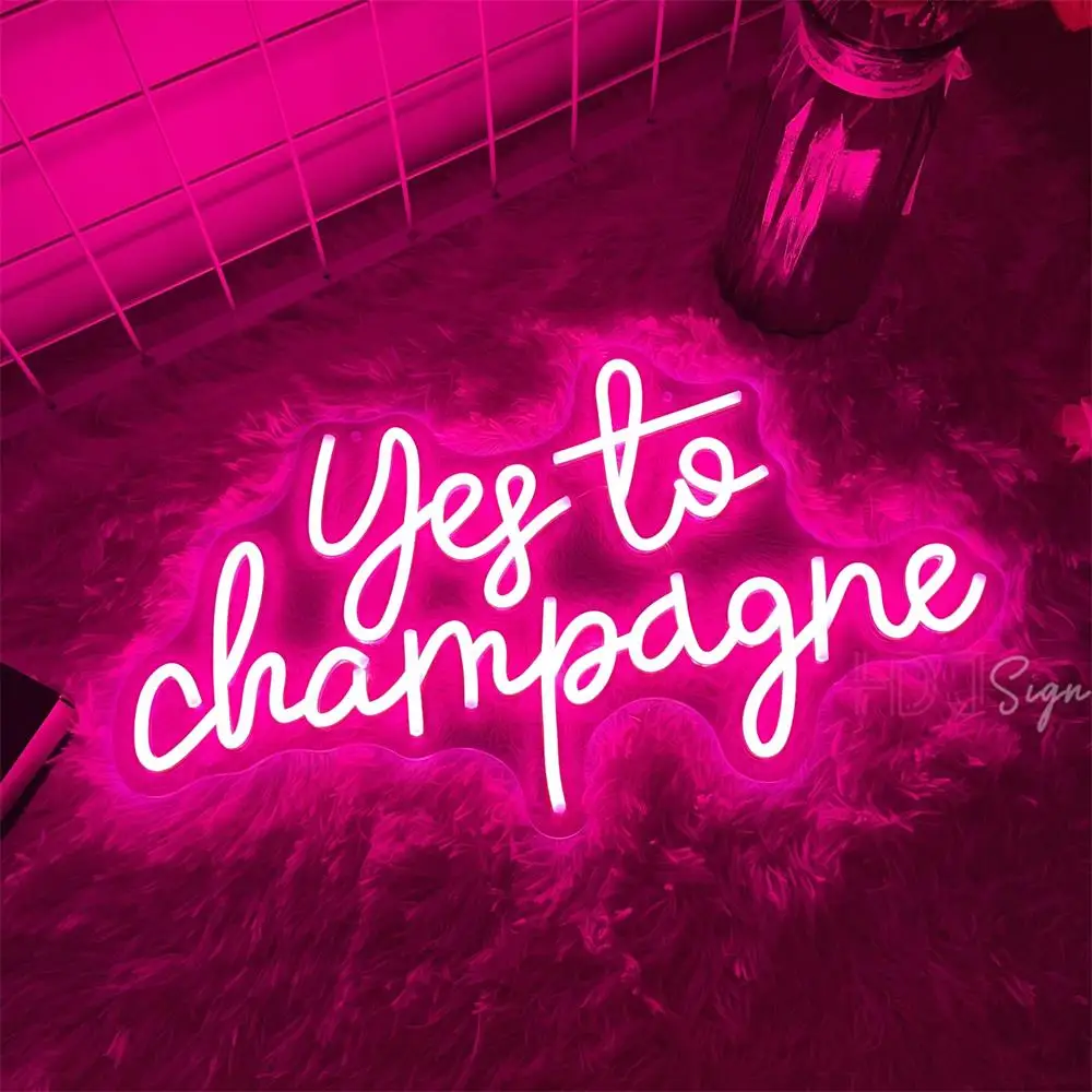 Neon Led Sign Yes To Champagne Neon Light Up Sign Wedding Decor Birthday Party Anniversary Ceremony Room Decor Bar Neon Signs