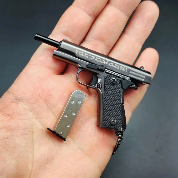 1:3 Mini Colt 1911 Pistol Model Detachable Alloy PUBG Jedi Toy Gun Keychain Fidget Toy for Boy Collection Adults Chrismas Gift