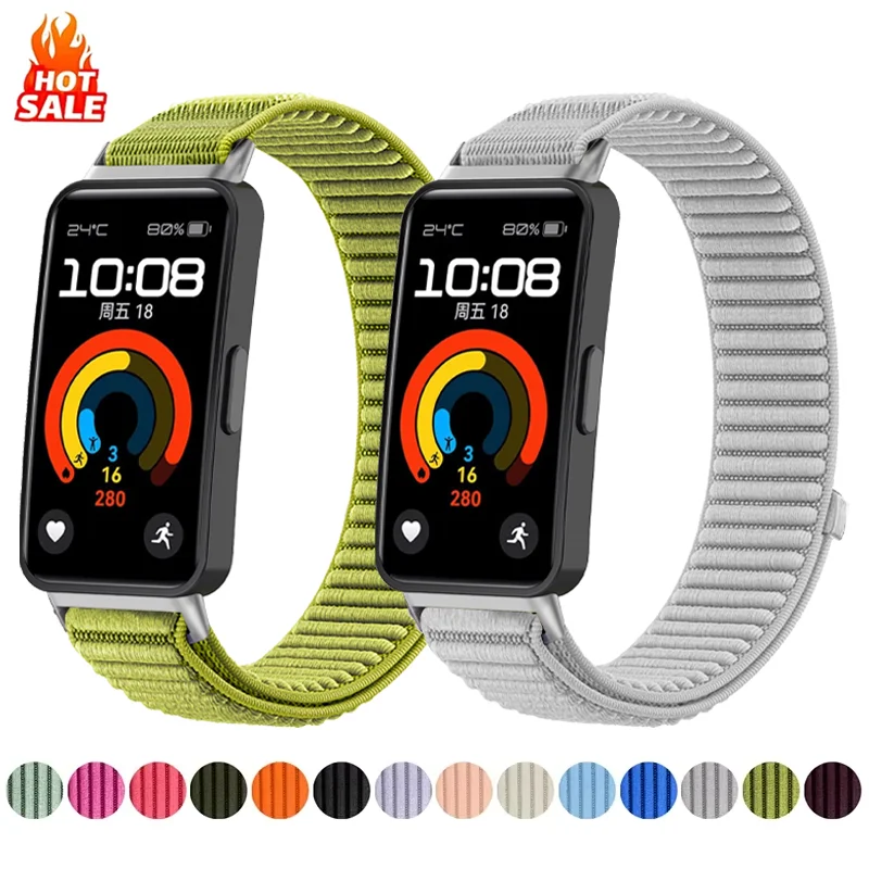 Pulseira de laço de náilon para huawei band 10 9 8 substituição esporte velcro pulseira correa para huawei relógio inteligente banda 10 9 8