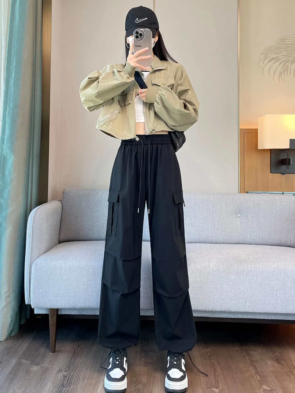 Pantalones de trabajo para mujer, novedad de Primavera/verano 2021, moda, cintura alta, secado rápido, informales, sueltos, adelgazantes, pantalones deportivos de pierna ancha