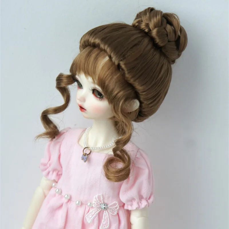 1/6 YOSD BJD Hair JD721 6-7inch 16-18cm  European Retro updo Bun wigs With Braid around it, Thin Bangs With Twin Fringes