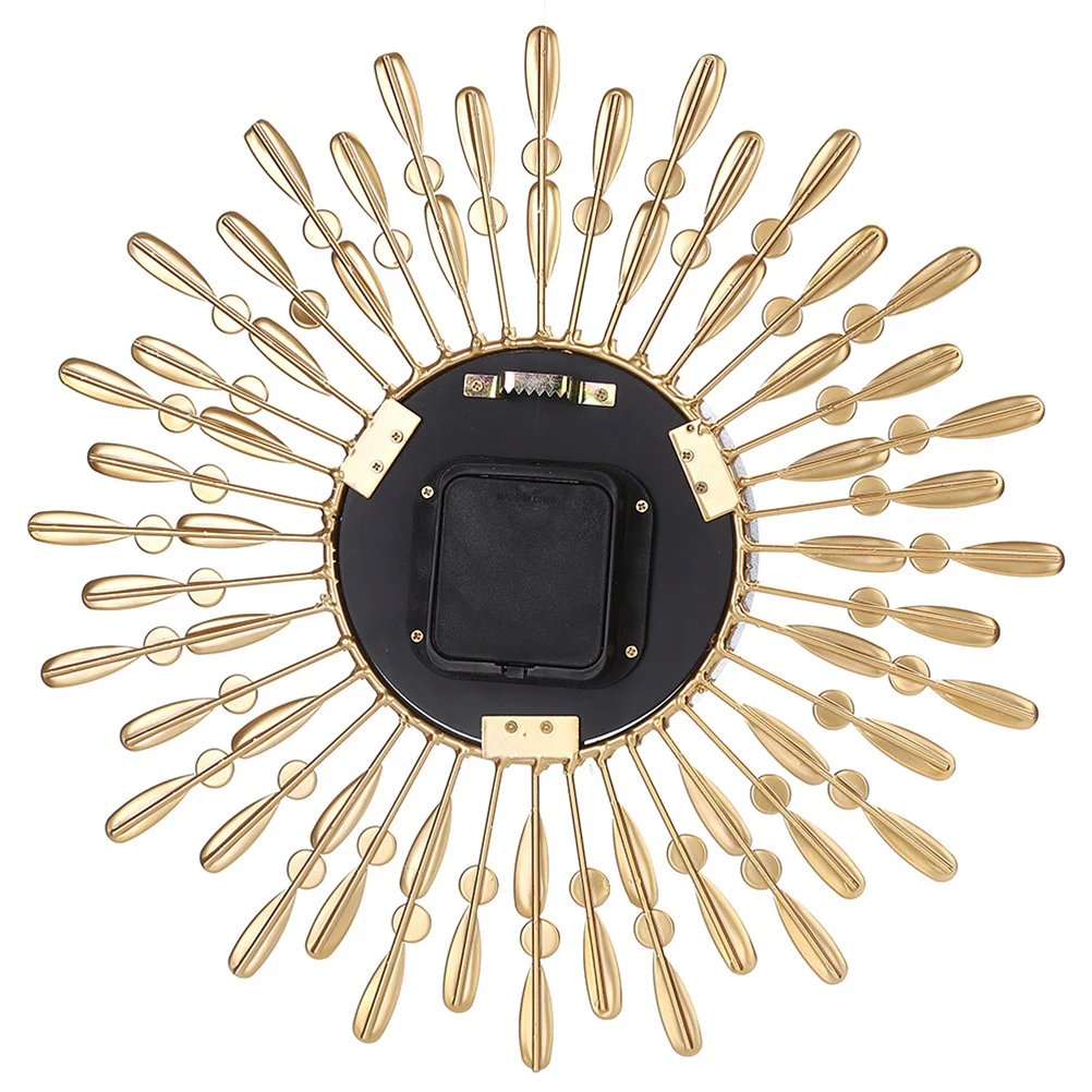 Wall Clock Retro Metal with Luxury Flash Diamonds Silent Quartz Operated Hanging Clocks for Living Room Bedroom