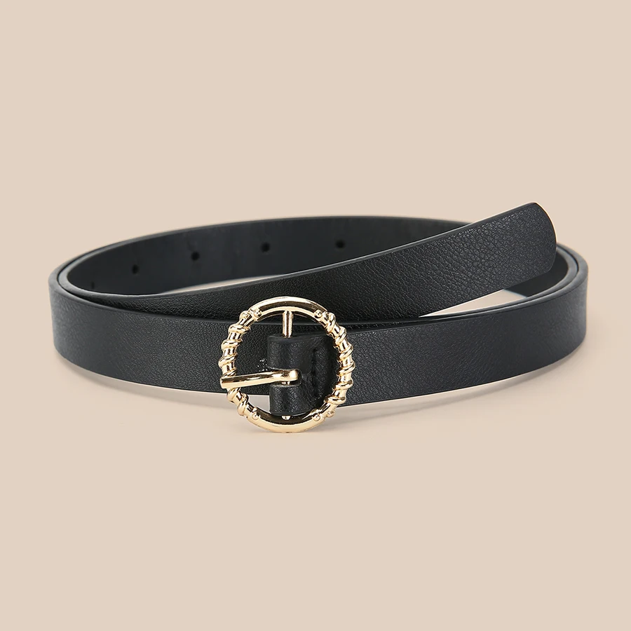 1pc New Women's Belt Trend Gold Round Button Belt Personalized Decoration Paired with Long Pants Jeans Belt Soft and Belt