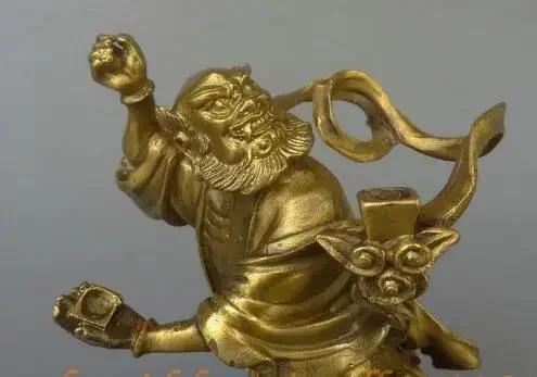 Chinese Taoism Brass Kui Xing Point Bucket God LiuHai Dupe Hoptoad Toad Statue