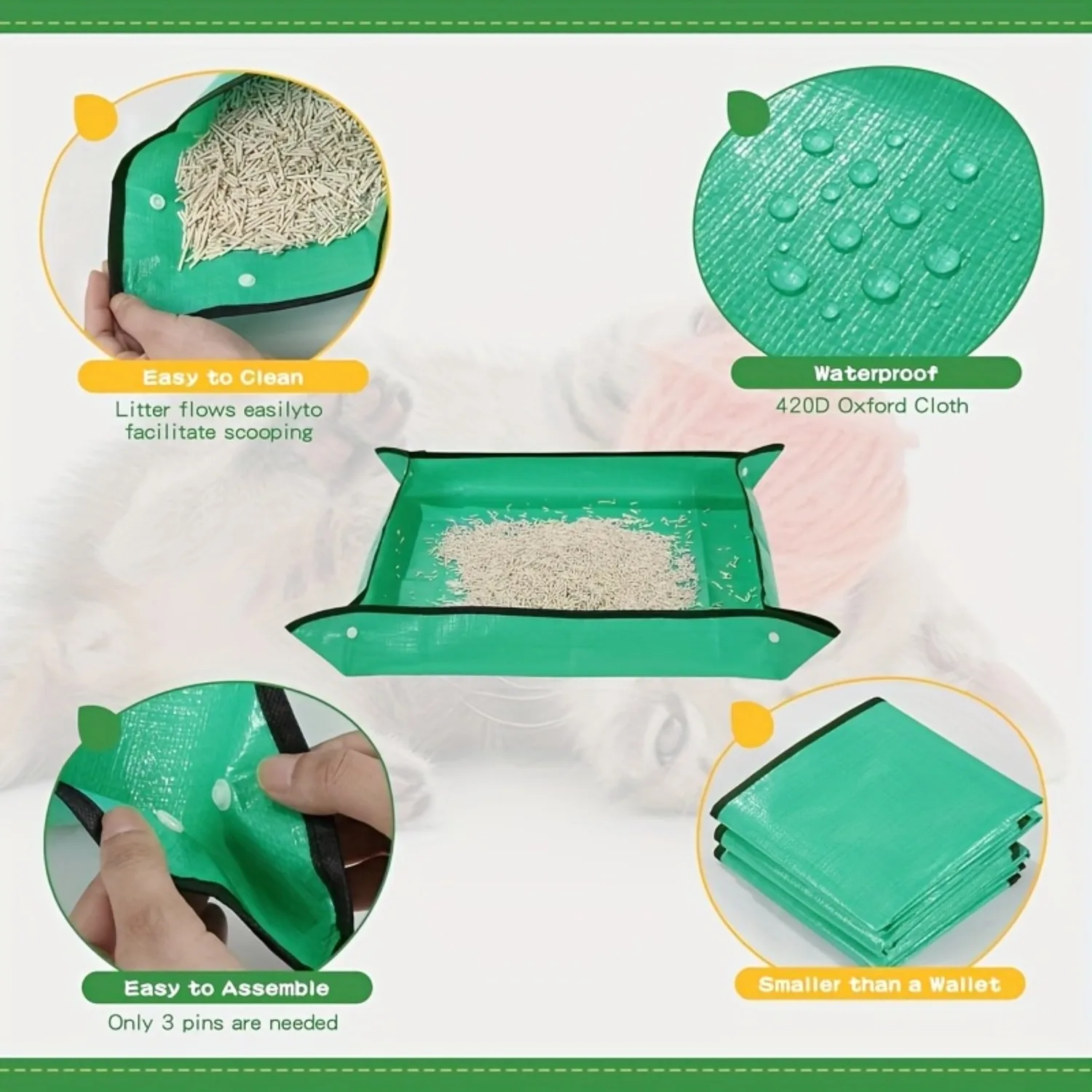 3pcs Travel Litter Box, Portable Multifunctional Foldable Cat Toilet for Car Outdoor Camping Hotel Use - view 5
