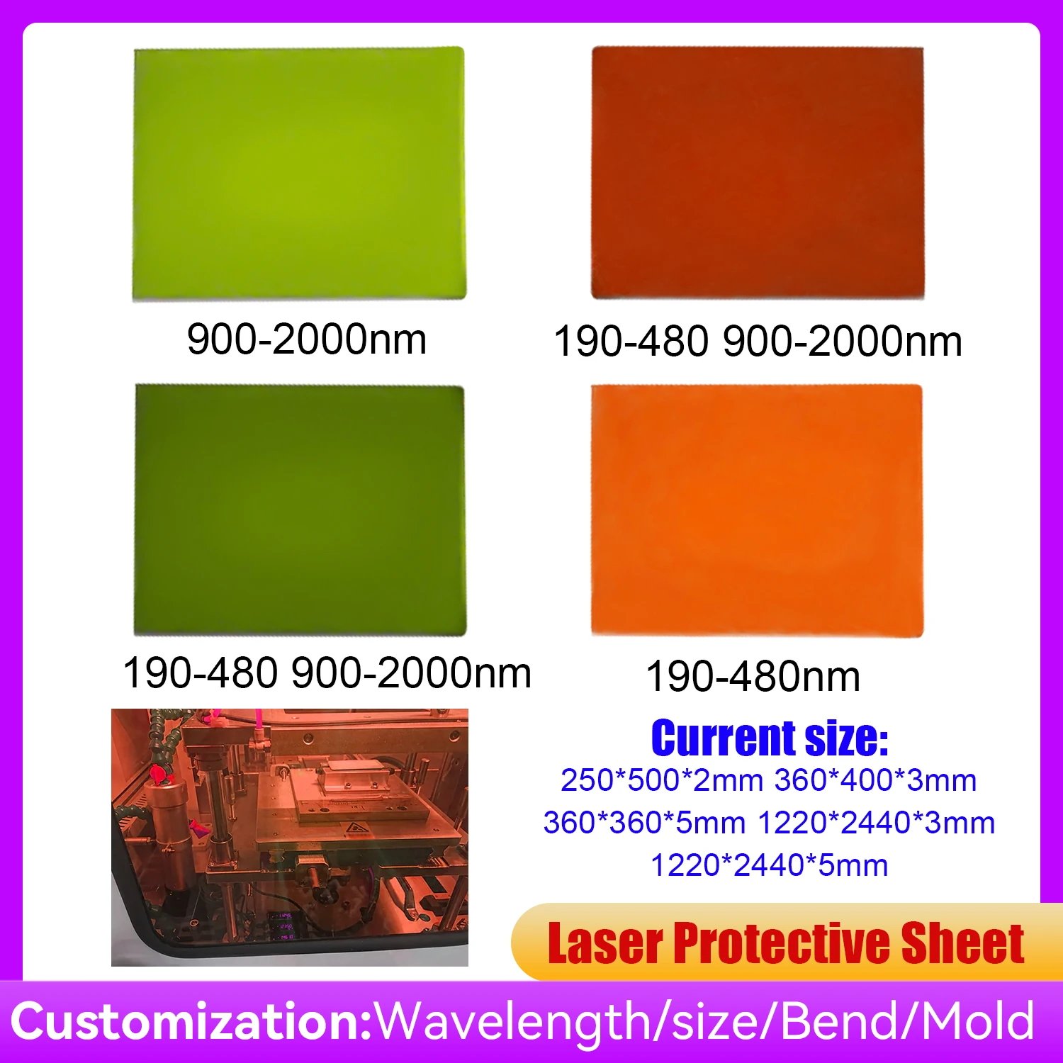 Image of CO2-Laserpointer Laserschutz 190-480nm 540nm OD5 OD4 900-2000nm Laserschneidemaschine Lasermarkiermaschine Metallschneidemaschine