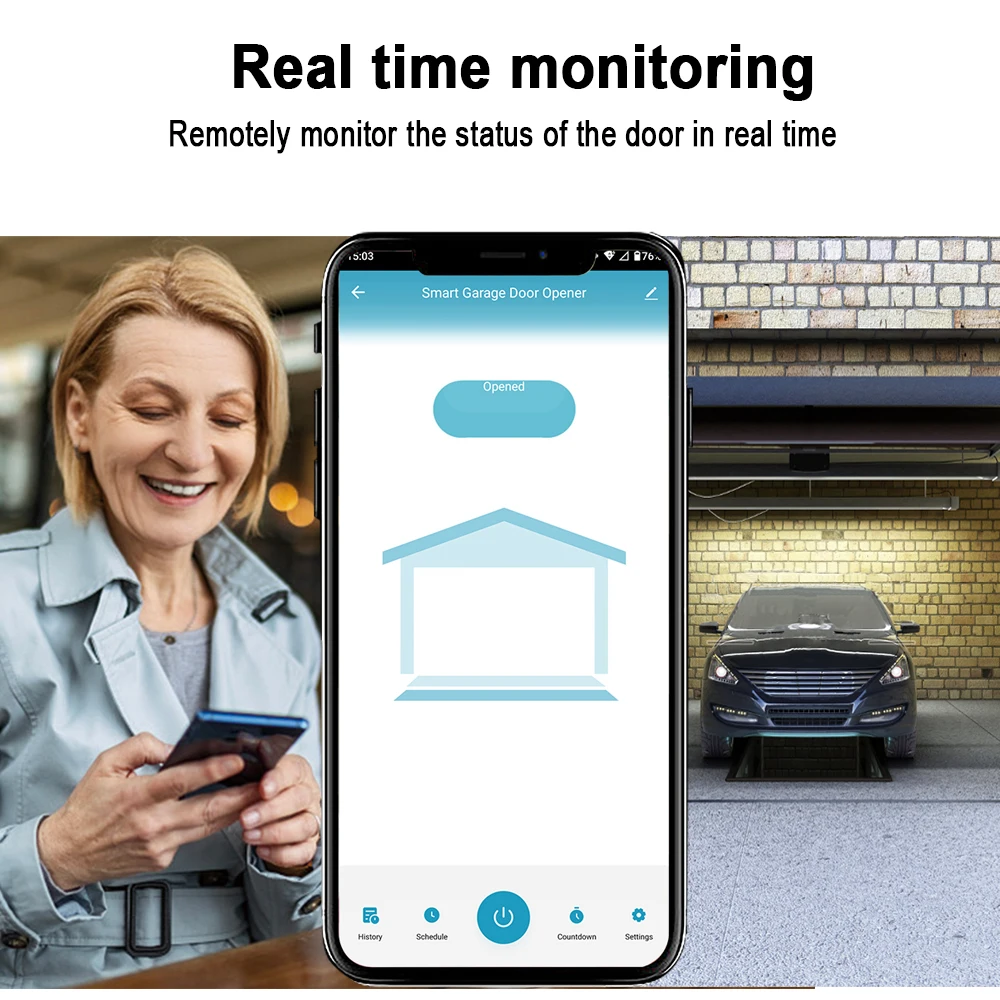 1/2/3PCS 5V DC Smart Garagentor WiFi Modul mit Sensor Tuya Alexa Sprachsteuerung für automatische Flügeltore (kein Hub erforderlich)
