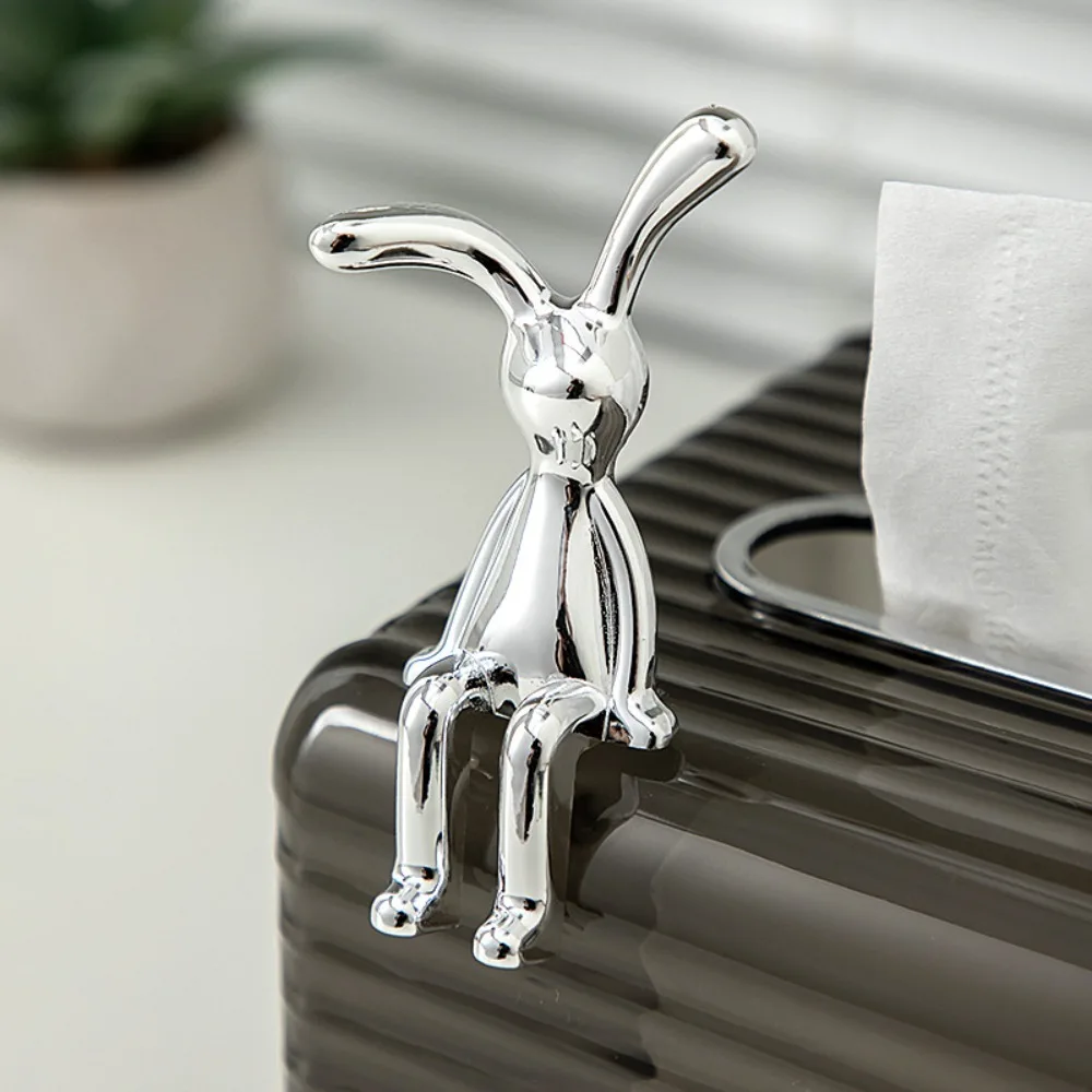 Cartoon Rabbit Decorative Ornaments Long Eared Rabbit Cute Rabbit 3D Ornament Eco-friendly Plastic Electroplating