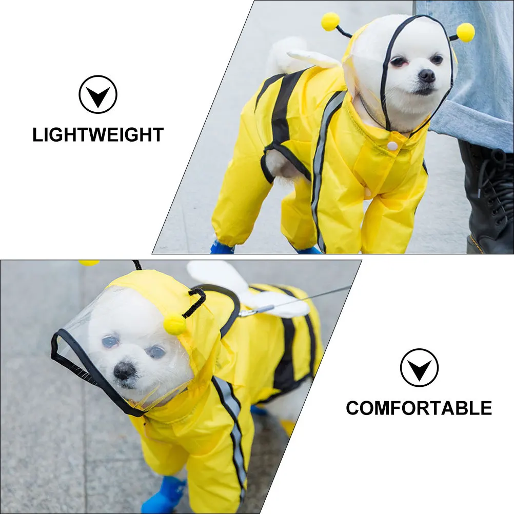 

1Pcs Pet Dog Bee Shaped Raincoat Waterproof Hooded Lightweight Rain Slicker Durable Puppy Rain Gear Stylish Outdoor Jacket