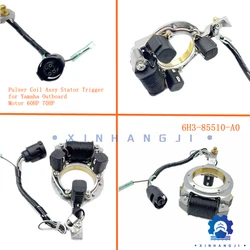 6H3-85510-A0  Stator Assembly for Yamaha Outboard Motor 60HP 70HP, Pulser Coil Assy,K50 /60F/P60/E60H/ 70B/70E,Strip aluminum