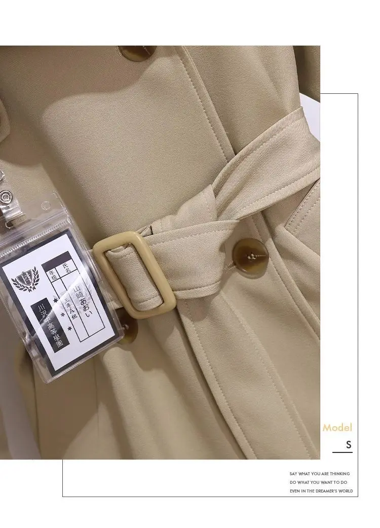 Women's Windbreaker 2026 Spring Autumn New Slim Double-breasted Temperament Coat With Belt Female Mid Length Casual Trench Coat