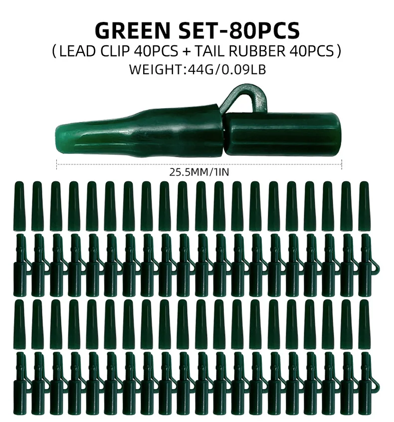 ShareShark 80-teiliges Set Karpfenangeln Sicherheits-Bleiclips Schnellwechsel-Snap-Endstück Gummi-Angelzubehör Rig Terminal Tackle – Detail 7