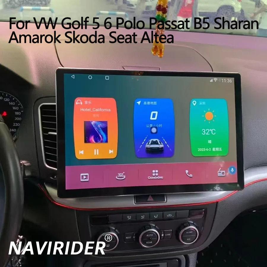 

Автомагнитола Android Auto для VW Golf 5 6 Polo Passat B5 Sharan Amarok Skoda Seat Altea с 13,3-дюймовым 2K экраном, GPS и CarPlay