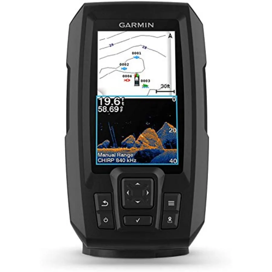 حزمة Garmin Striker Vivid 4cv مع محول طاقة وغطاء واقي 4 بوصة لون Fishfinder مع لون السونار المسح الزاهي Pa #3