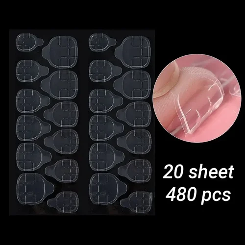 Imagen 1 del producto Cintas adhesivas de doble cara para extensiones de uñas postizas, herramienta de maquillaje transparente, 1/3/5/10/20 hojas