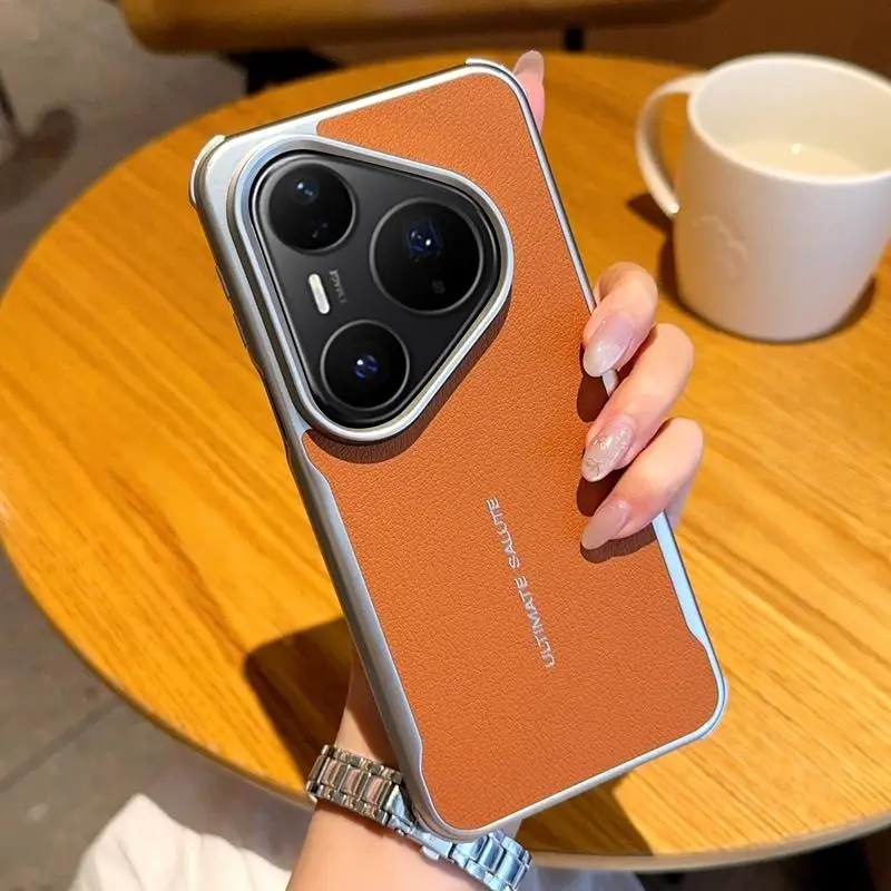 Premium Leather Magnetic Attraction Case For Huawei Pura 70 80 Ultra Mate 60 70 Pro Plus Luxury High-end Plating Bumper Cover
