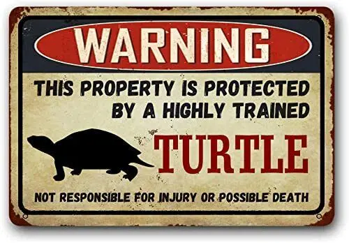 Eveokoki Turtle Retro Sign,Funny Metal Signs Warning Sign Pet Gift, Exotic 8x12