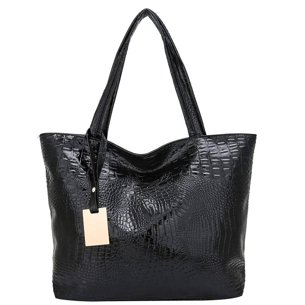 Fashion Casual Women Shoulder Bags Large Capacity Silver Gold Black Crocodile Handbag PU Leather Big Tote Bag Ladies Hand Bags