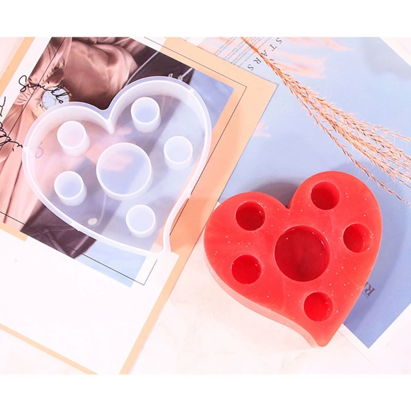 M2EA Candlestick Mold Star/Heart/Flower Mold Porous Holder Silicone Mould Gypsum Decorations Moulds