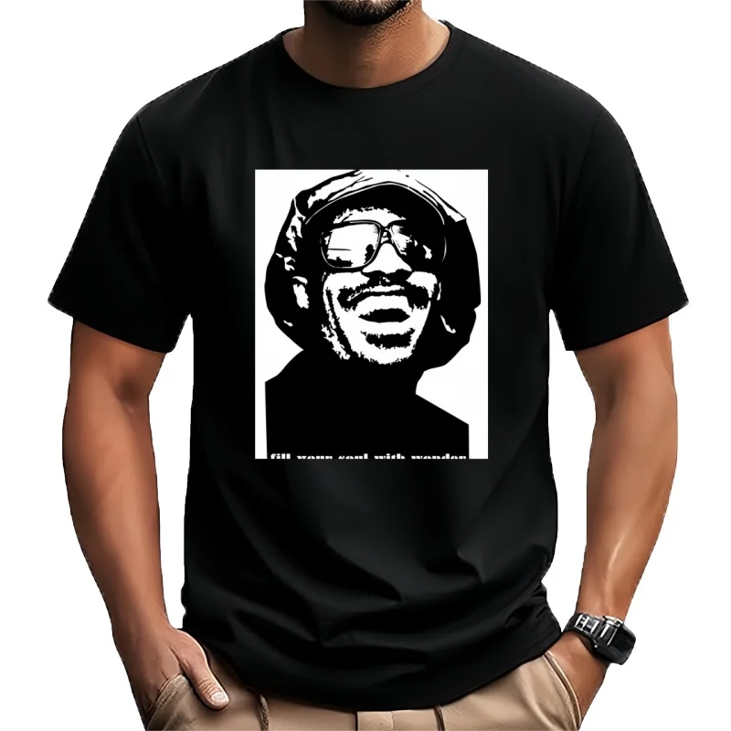stevie wonder- fill your soul with wonder T-Shirt quick-drying plus sizes heavyweights mens t shirt