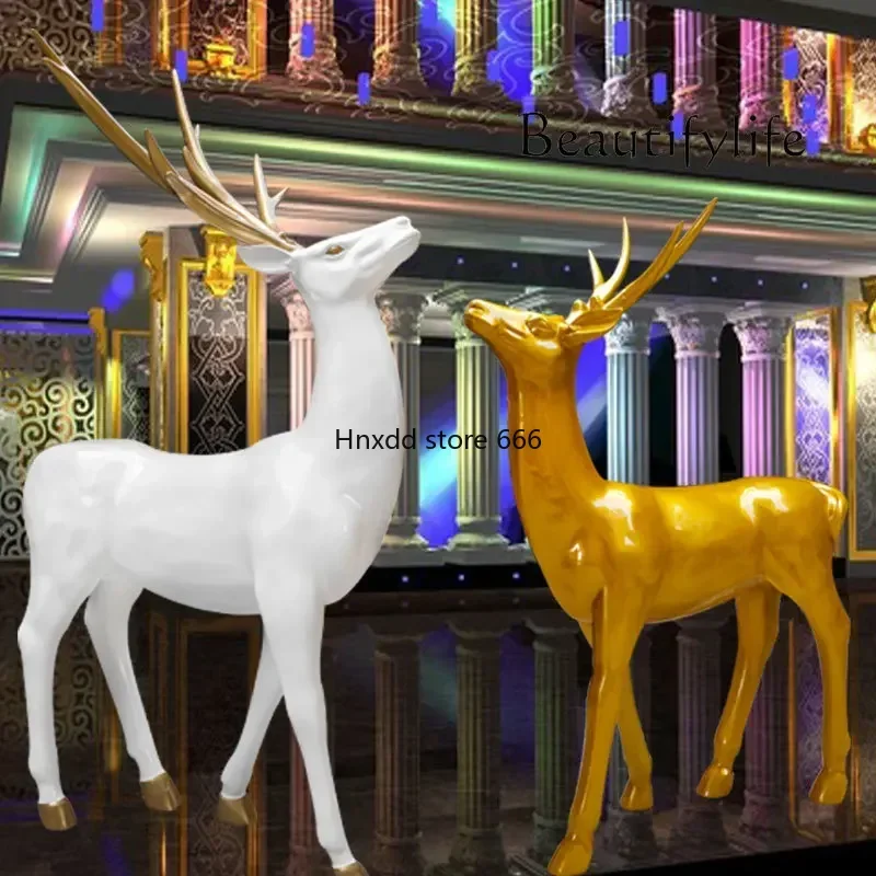 Glass Steel Craftwork Hotel Fortune Deer Decoration Decorative Creative Home Resin Floor Sculpture