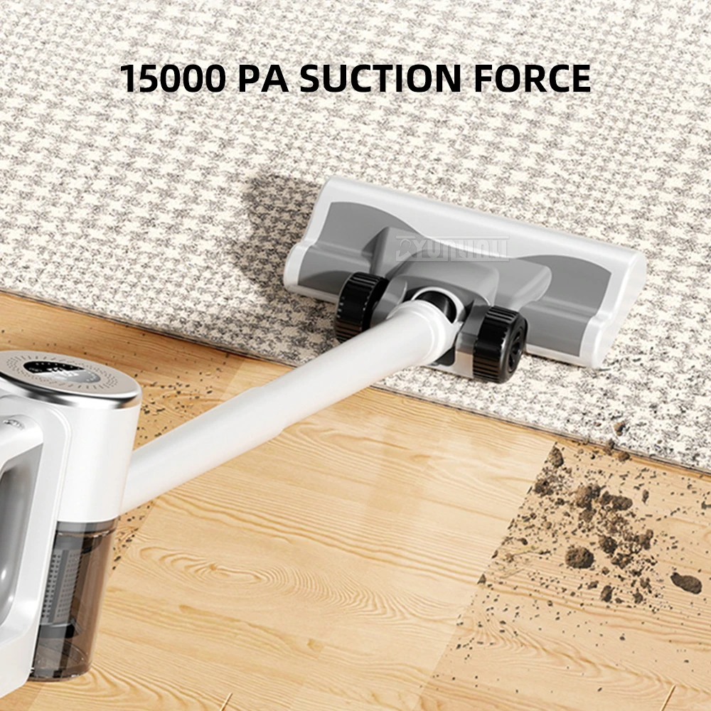 가정용 무선 진공 청소기, 초강력 15000Pa 흡입력 - 세척, 흡입 및 물걸레질을 하나로