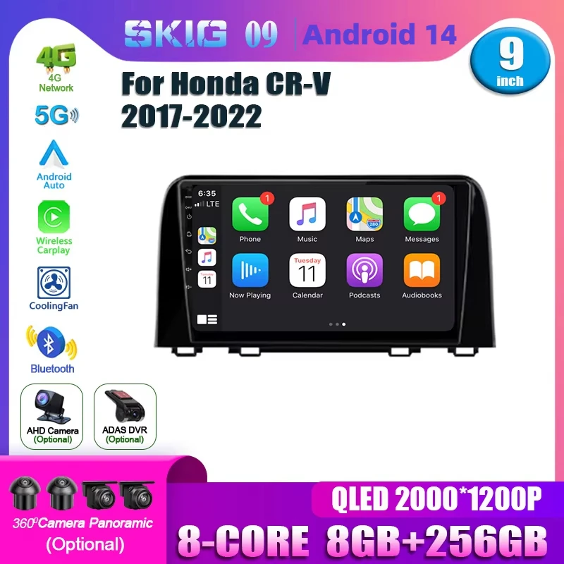 

Wireless Bluetooth Carplay Stereo Android 14 For Honda CR-V 2017-2022 GPS 4G Car Radio Multimedia Navigation Head Unit Screen