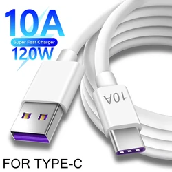 120W 10A Type C Fast Charging Cable For Samsung Xiaomi Huawei Honor USB C Data Cord 2m Fast Charger USB Cable