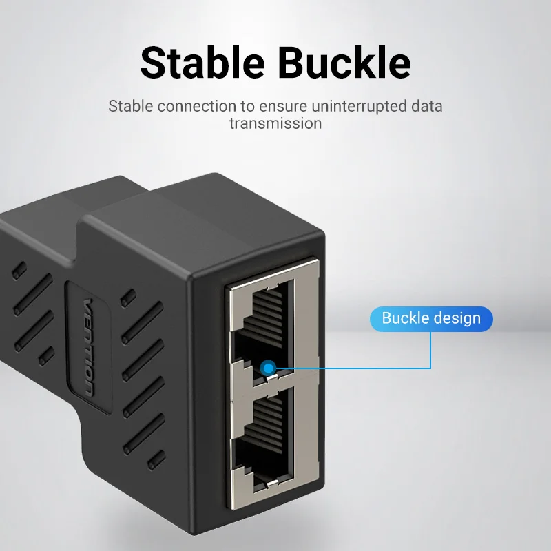 Vention RJ45 Splitter Connector Adapter 1 to 2 Ways Ethernet Splitter Coupler Contact Modular Plug Connect Laptop Ethernet Cable