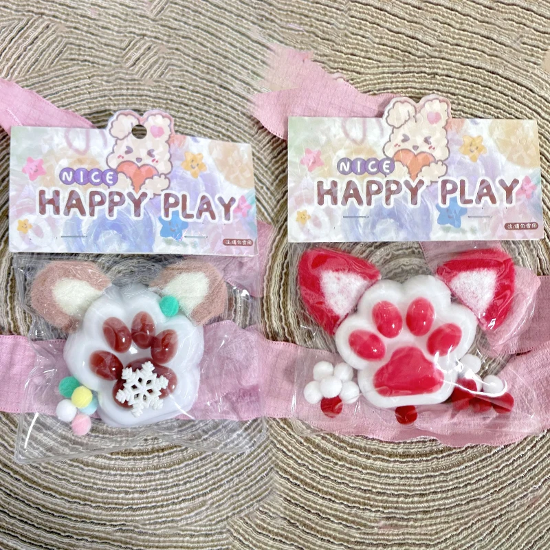 Lovely Cat Claw Cat Ear Squeezy Soft Toy Cartoon Slow Rebound Stress Relief Toys Soft Mochi Silicone Handmade Toy Kid Gifts